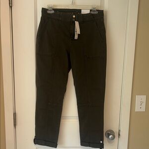 White House Black Market Dark Olive Cropped Utility Pants